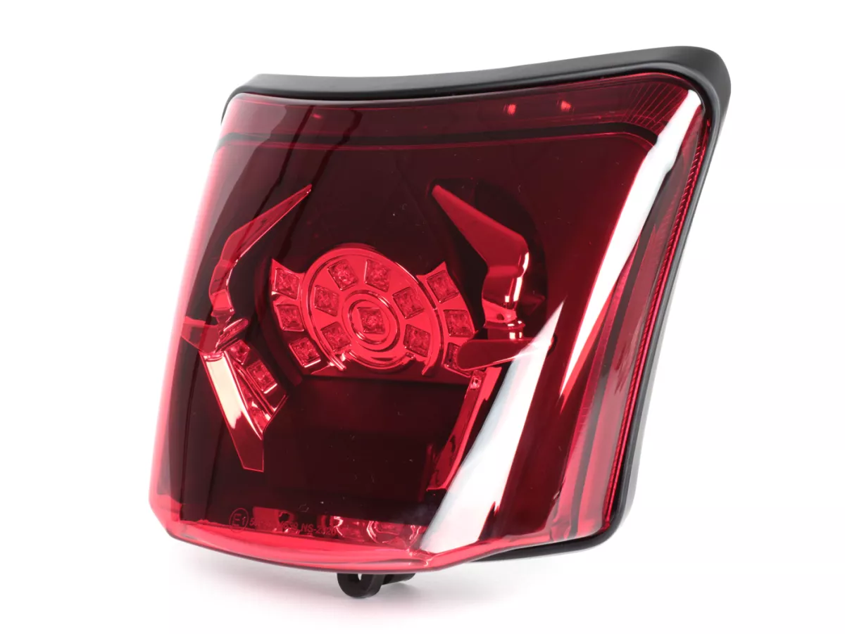 Tail light incl. frame -4 CORSA LED- Vespa GTS (2019-2022) GTS125 iGet, GTS300 HPE, GTS SUPER 125/300 HPE, GTS SUPERSPORT 125/300, GTS SUPERTECH 125/300 HPE - Glass red/ Frame matt black