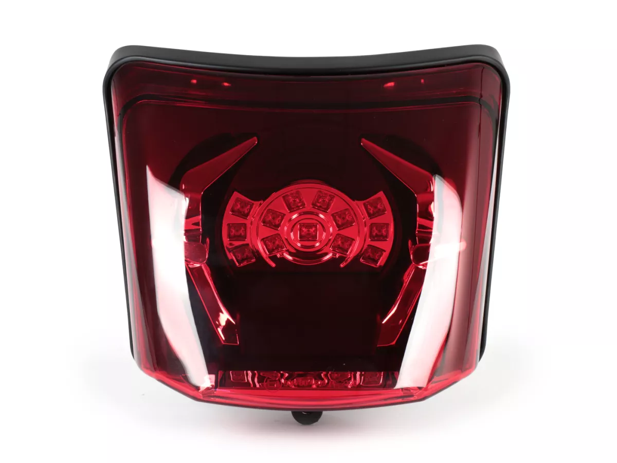 Tail light incl. frame -4 CORSA LED- Vespa GTS (2019-2022) GTS125 iGet, GTS300 HPE, GTS SUPER 125/300 HPE, GTS SUPERSPORT 125/300, GTS SUPERTECH 125/300 HPE - Glass red/ Frame matt black