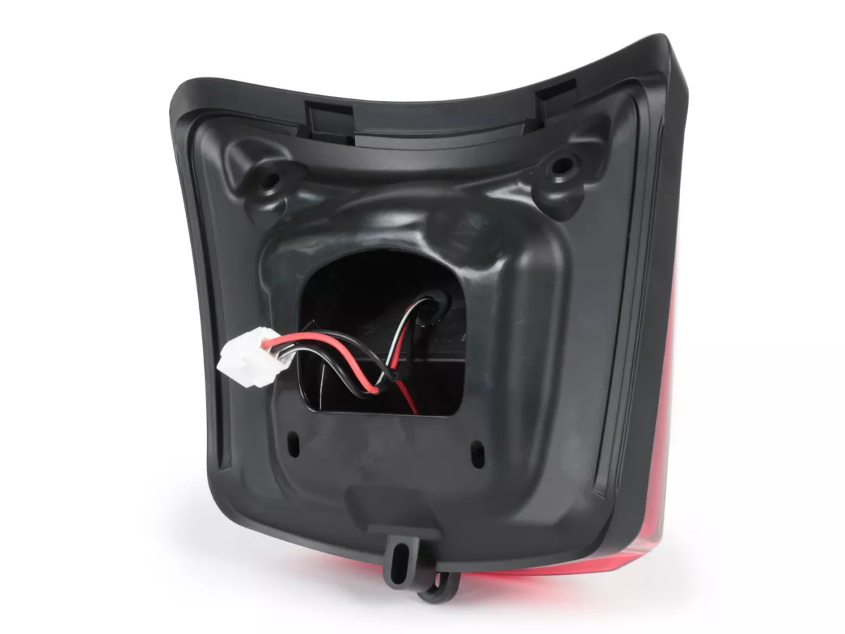 Tail light incl. frame -4 CORSA LED- Vespa GTS (2019-2022) GTS125 iGet, GTS300 HPE, GTS SUPER 125/300 HPE, GTS SUPERSPORT 125/300, GTS SUPERTECH 125/300 HPE - Glass red/ Frame matt black