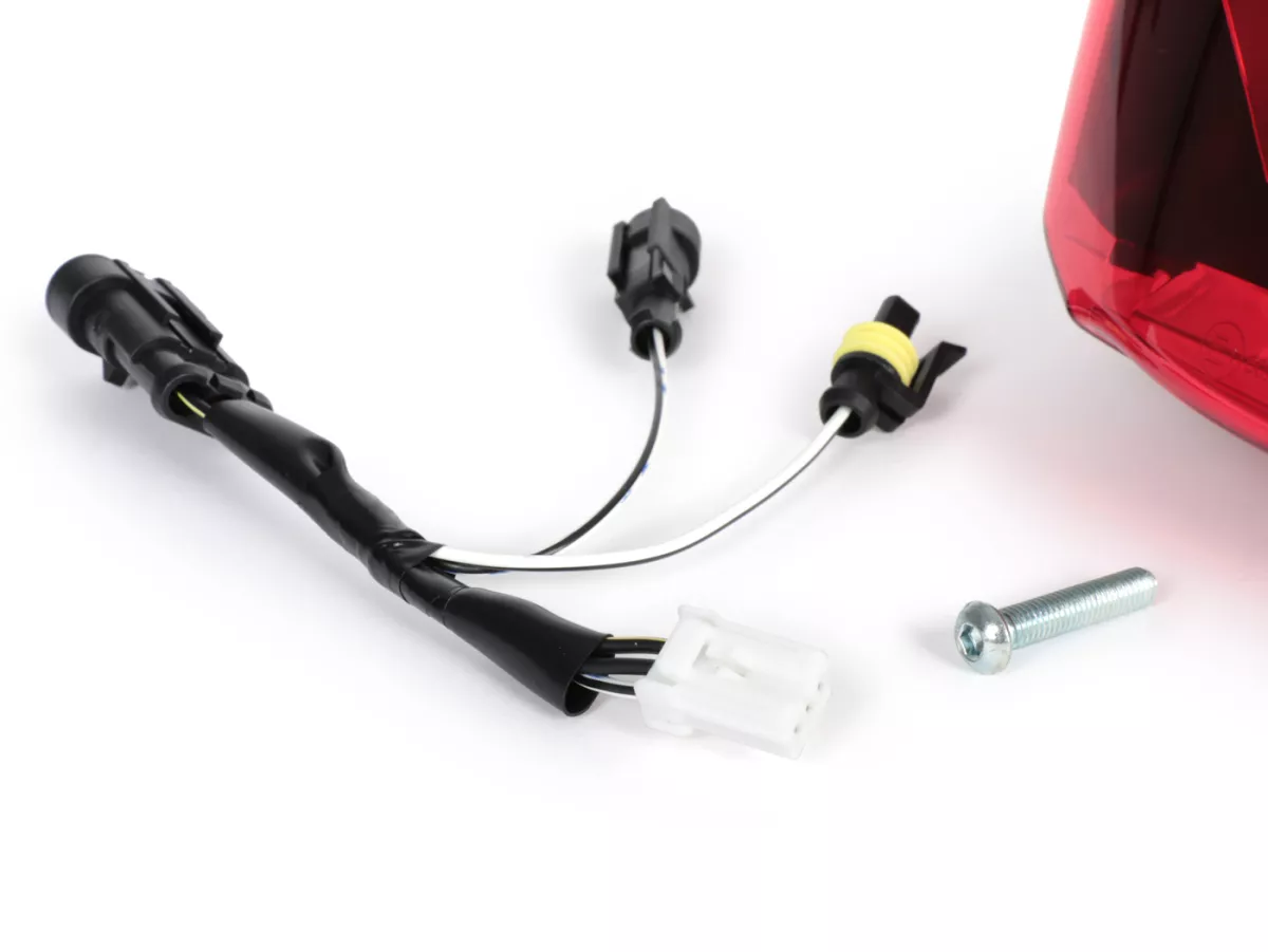 Tail light incl. frame -4 CORSA LED- Vespa GTS (2019-2022) GTS125 iGet, GTS300 HPE, GTS SUPER 125/300 HPE, GTS SUPERSPORT 125/300, GTS SUPERTECH 125/300 HPE - Glass red/ Frame matt black