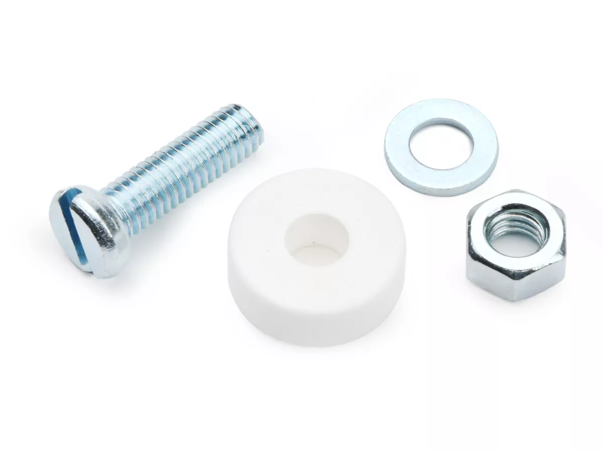 Number plate screw set -HS- M6 x 20 6 pieces, galvanised with caps, 5 x white + 1 x blue