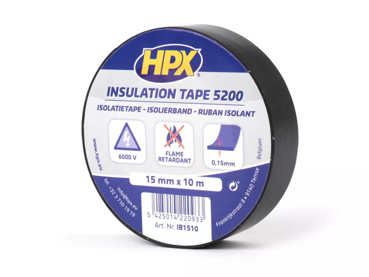 Isoleringstejp PVC 5200 -HS- presto, svart, 15mm x 10m, PVC-isoleringstejp för universellt bruk.