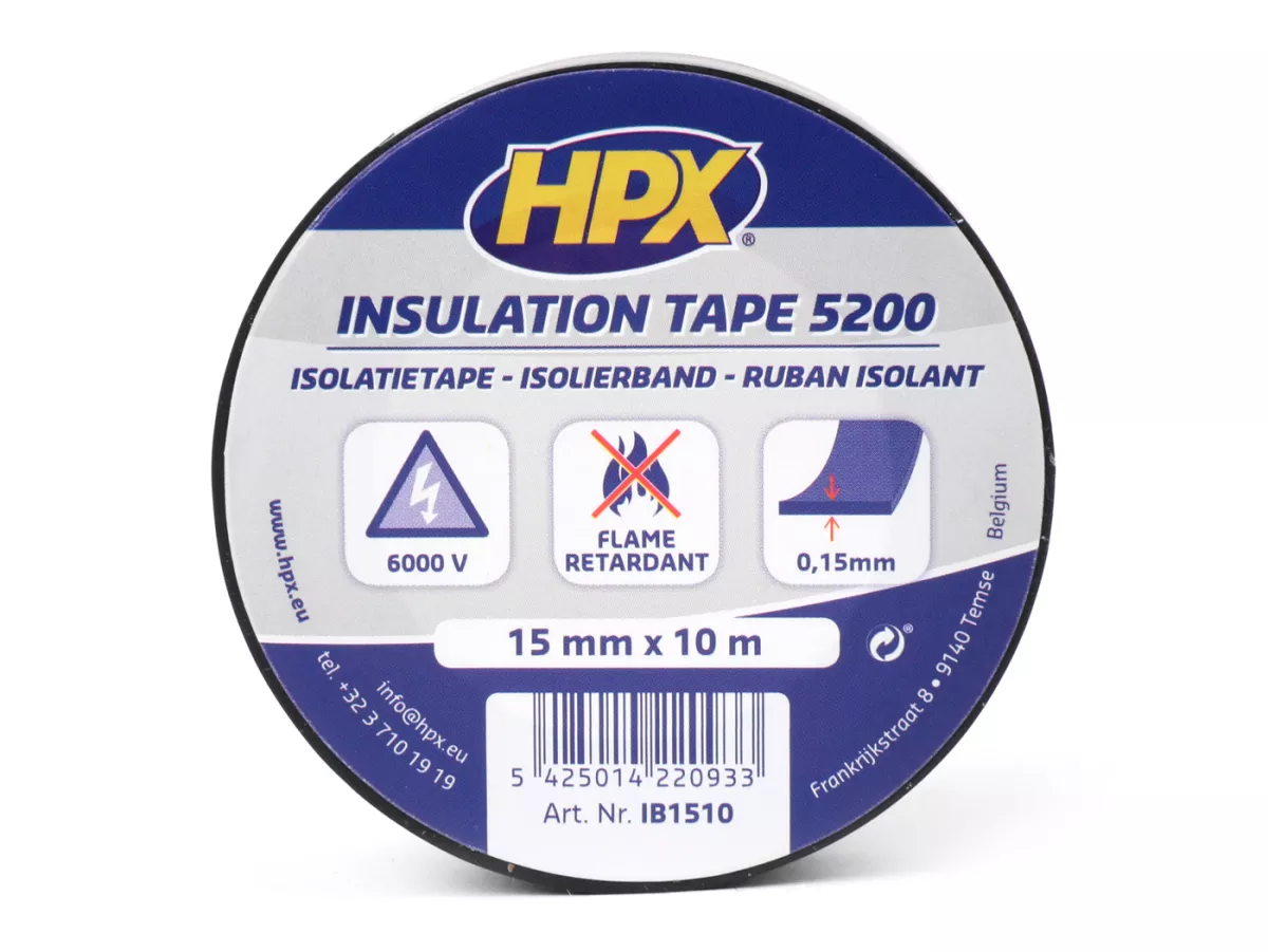Isoleringstejp PVC 5200 -HS- presto, svart, 15mm x 10m, PVC-isoleringstejp för universellt bruk.