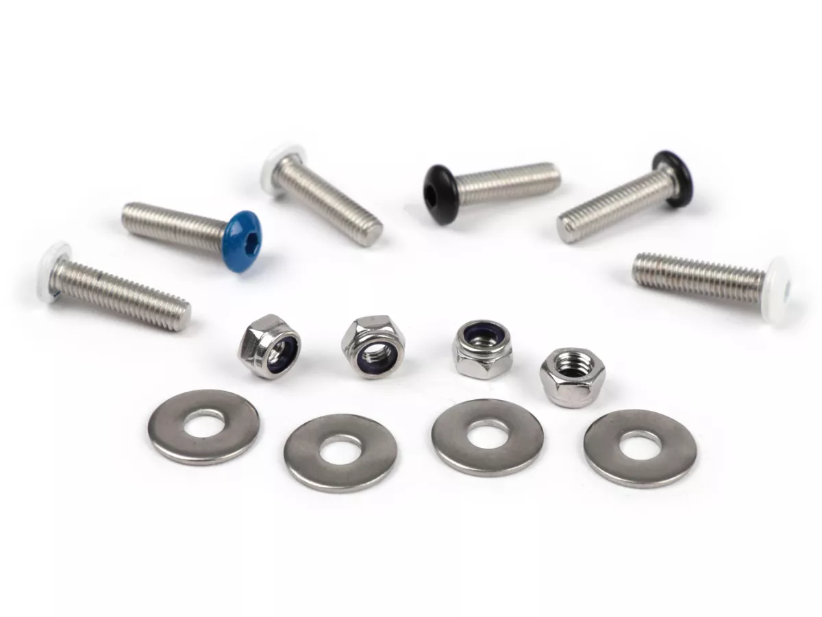 Kentekenplaatschroevenset M5 x 20 Set -HS- 6 stuks 1x blauw, 3x wit, 2x zwart