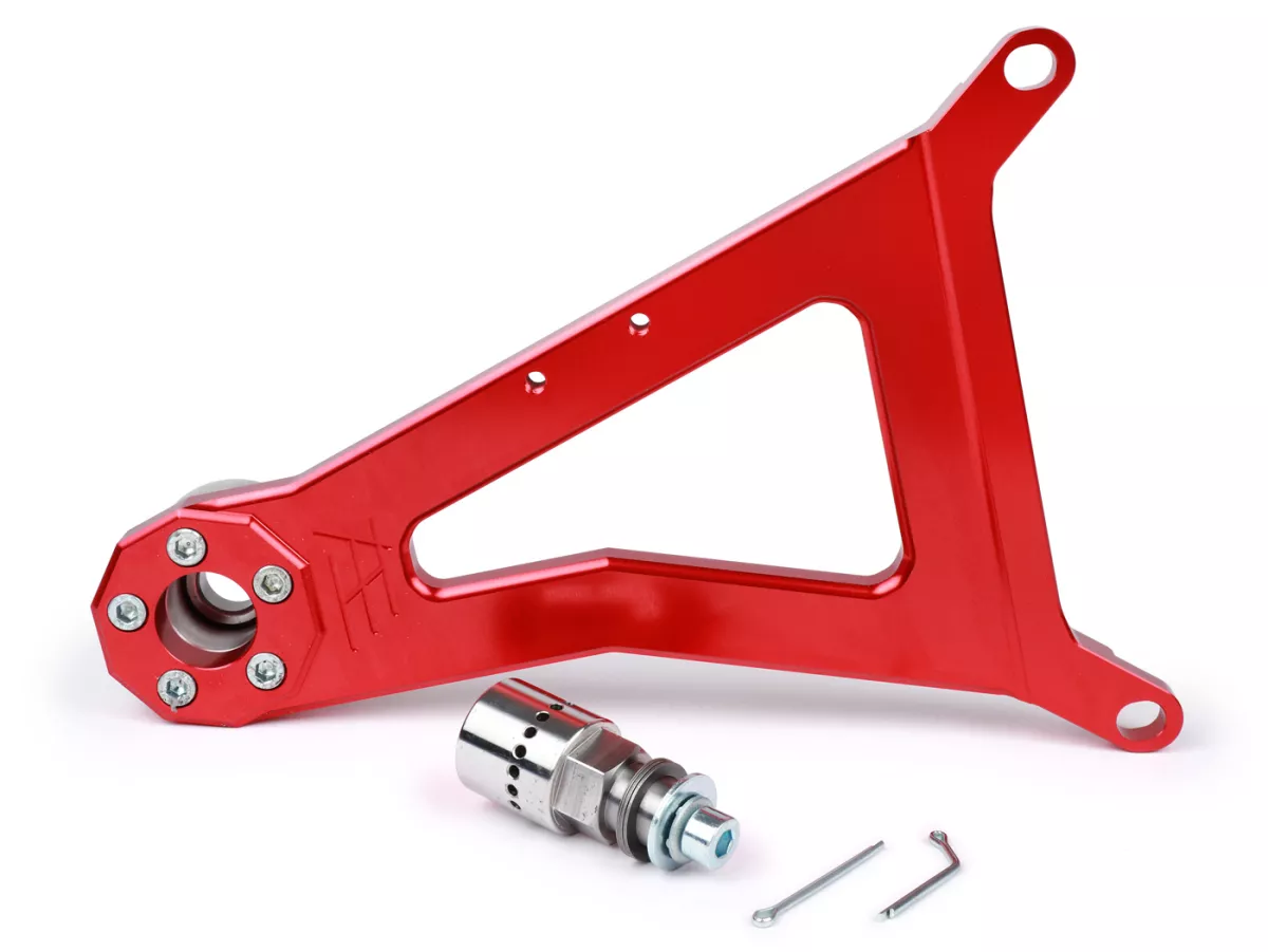 Swingarm -HEIKOTUNING- Brace V1.1 Race - rood - Piaggio 125-180 ccm 2-takt - Gilera Runner FX/FXR 125-180, Italjet Dragster 125-180, Piaggio SKR125, SKR150, TPH125, Skipper125, Skipper150, Hexagon LX/LXT 125-180 AC/LC