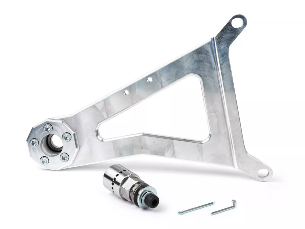 Swingarm -HEIKOTUNING- Brace V1.1 Race - zilver - Piaggio 125-180 ccm 2-takt - Gilera Runner FX/FXR 125-180, Italjet Dragster 125-180, Piaggio SKR125, SKR150, TPH125, Skipper125, Skipper150, Hexagon LX/LXT 125-180 AC/LC