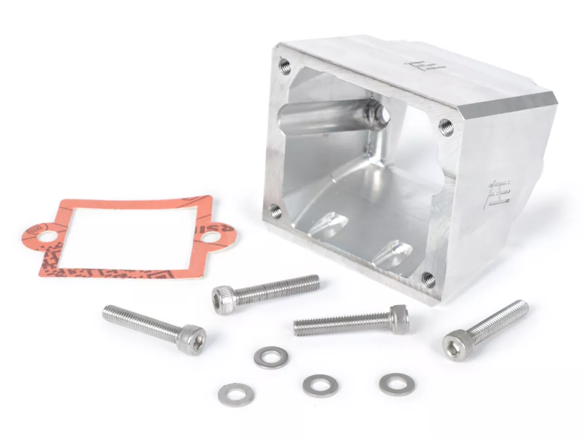 Parte inferior del colector de admisión -HEIKOTUNING- plata - Piaggio 2 tiempos Maxi