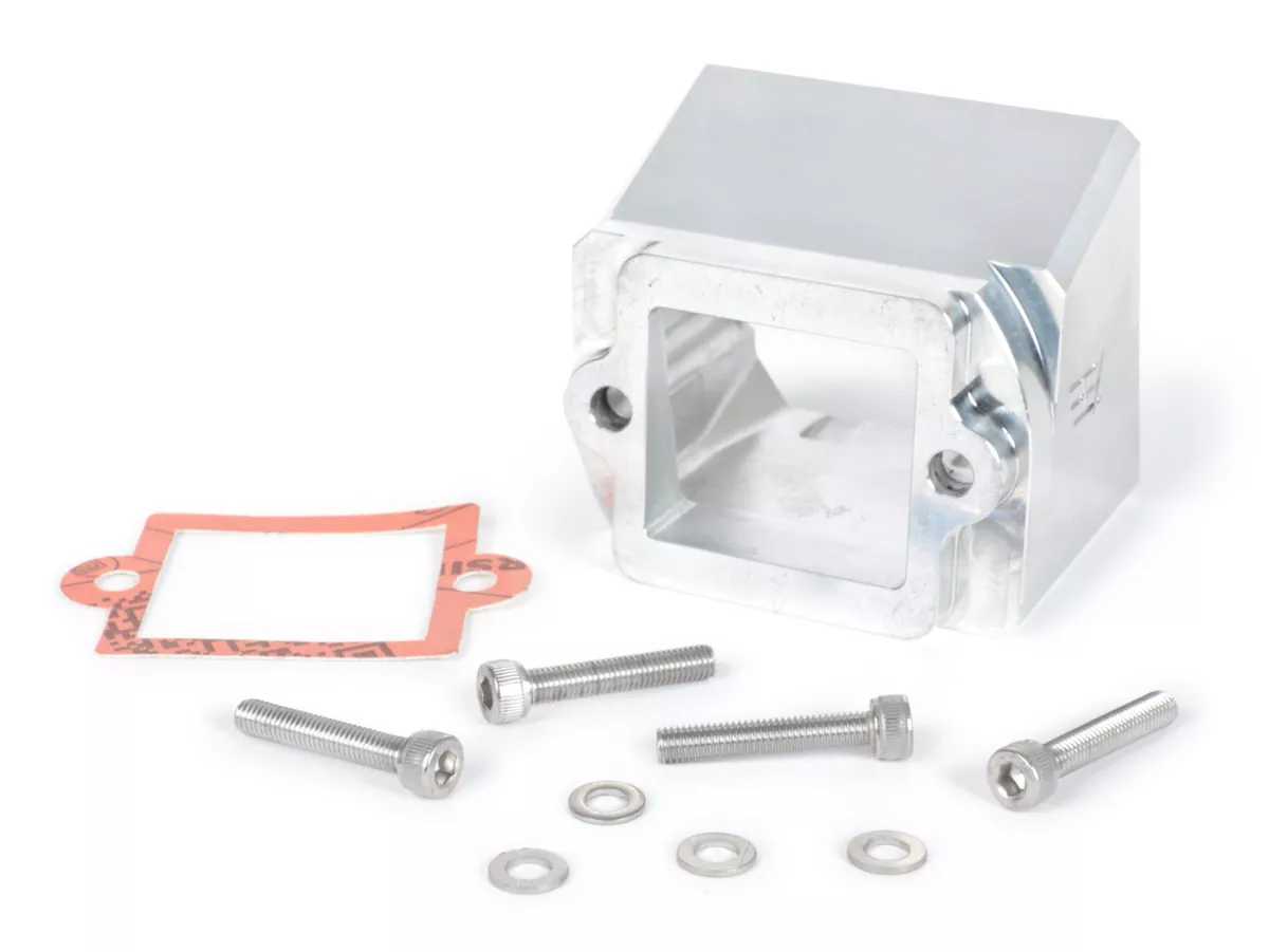 Parte inferior del colector de admisión -HEIKOTUNING- plata - Piaggio 2 tiempos Maxi
