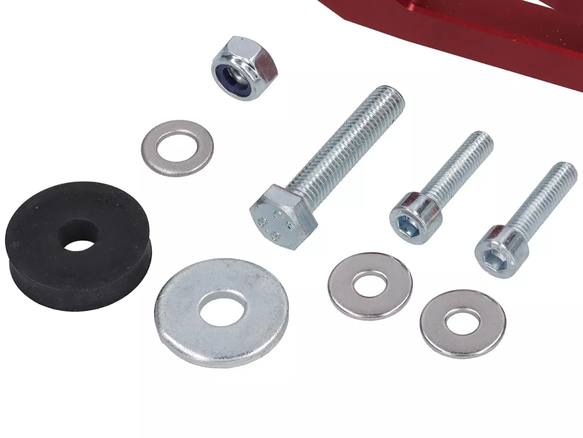 Mounting bracket PM 59 X -HEIKOTUNING- Brace V1, V2, PM TSAB - red - Piaggio 125-180 cc 2-stroke AC/LC
