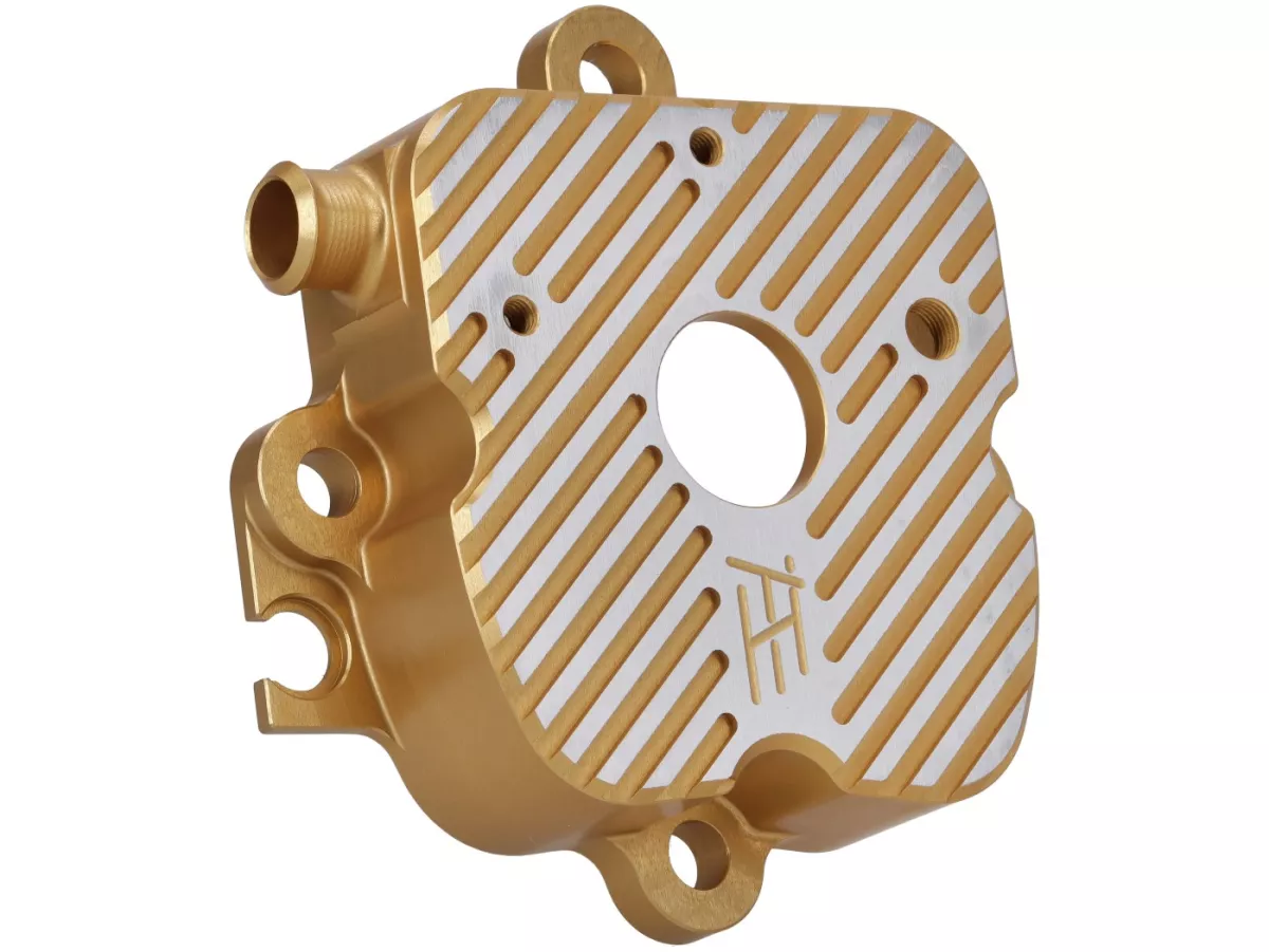 Zylinderkopfdeckel V1.1+ -HEIKOTUNING- gold - 45° grinded - Piaggio 125-180 ccm 2-Takt - Gilera Runner FX/FXR 125-180, Italjet Dragster 125-180, Hexagon LX/LXT 125-180 LC
