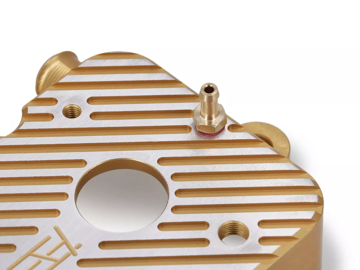 Zylinderkopfdeckel V1.1+ -HEIKOTUNING- gold - 45° grinded - Piaggio 125-180 ccm 2-Takt - Gilera Runner FX/FXR 125-180, Italjet Dragster 125-180, Hexagon LX/LXT 125-180 LC