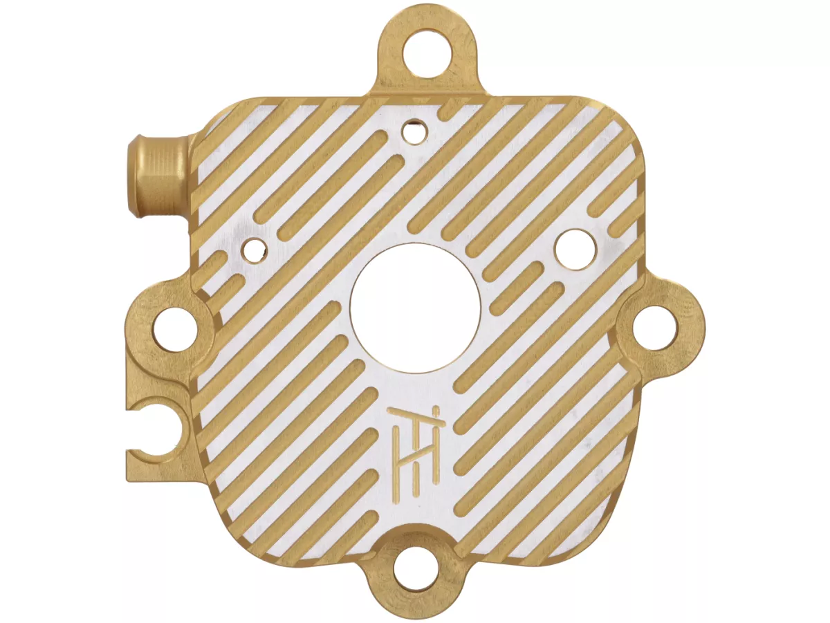 Zylinderkopfdeckel V1.1+ -HEIKOTUNING- gold - 45° grinded - Piaggio 125-180 ccm 2-Takt - Gilera Runner FX/FXR 125-180, Italjet Dragster 125-180, Hexagon LX/LXT 125-180 LC