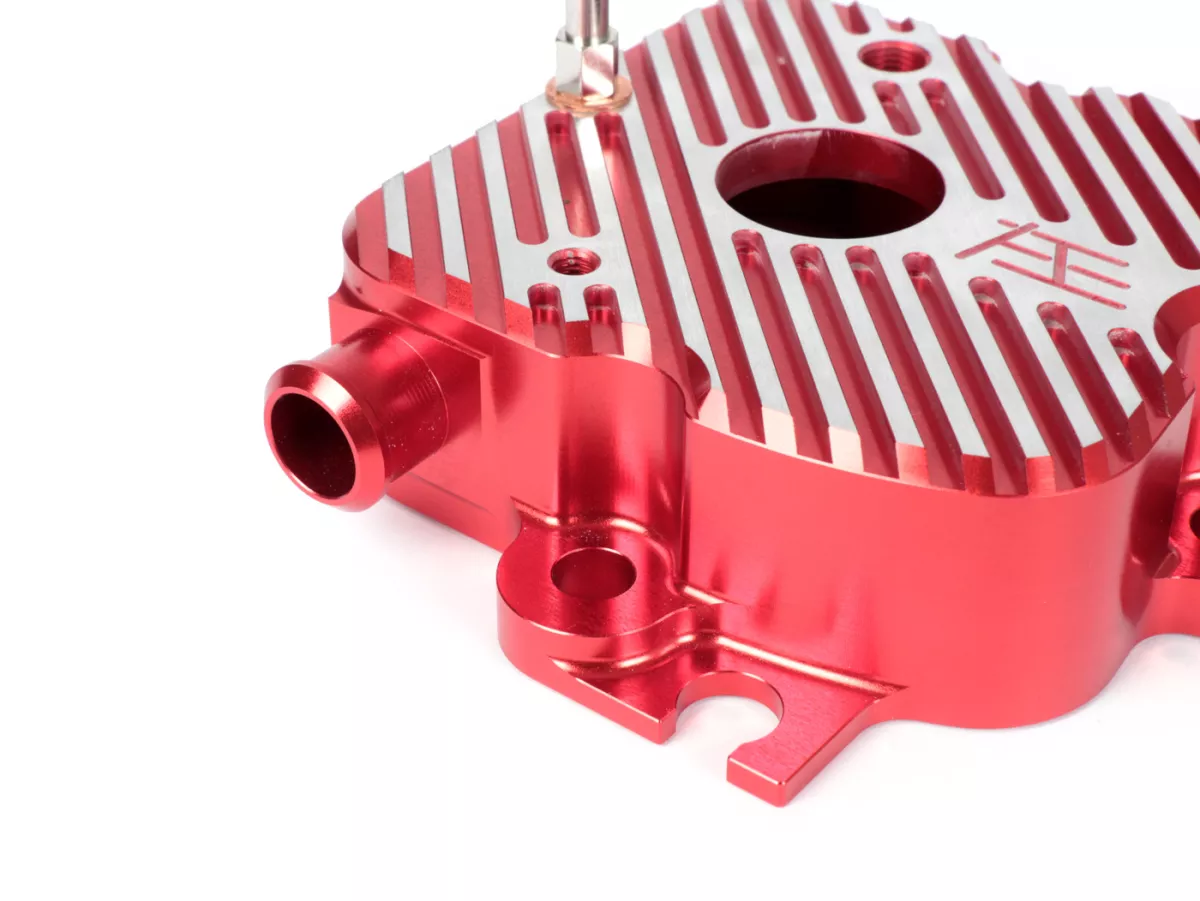 Cilinderkopdeksel V1.1+ -HEIKOTUNING- rood - 45° geslepen - Piaggio 125-180 ccm 2-takt - Gilera Runner FX/FXR 125-180, Italjet Dragster 125-180, Hexagon LX/LXT 125-180 LC
