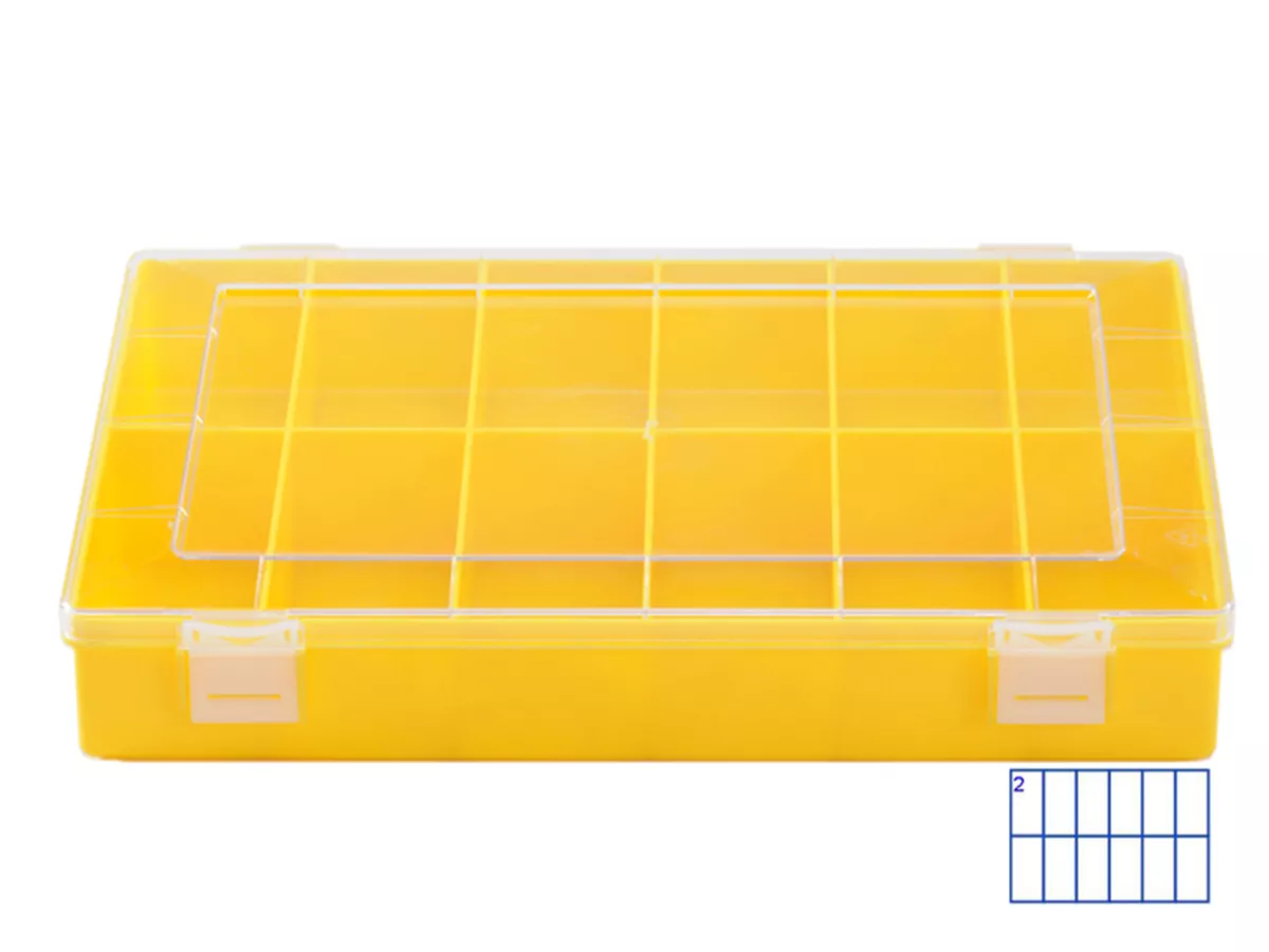 Sorteerbox -HÜNERSDORFF, Classic (225x335x55mm)- 12 vakken, geel, polystyreen