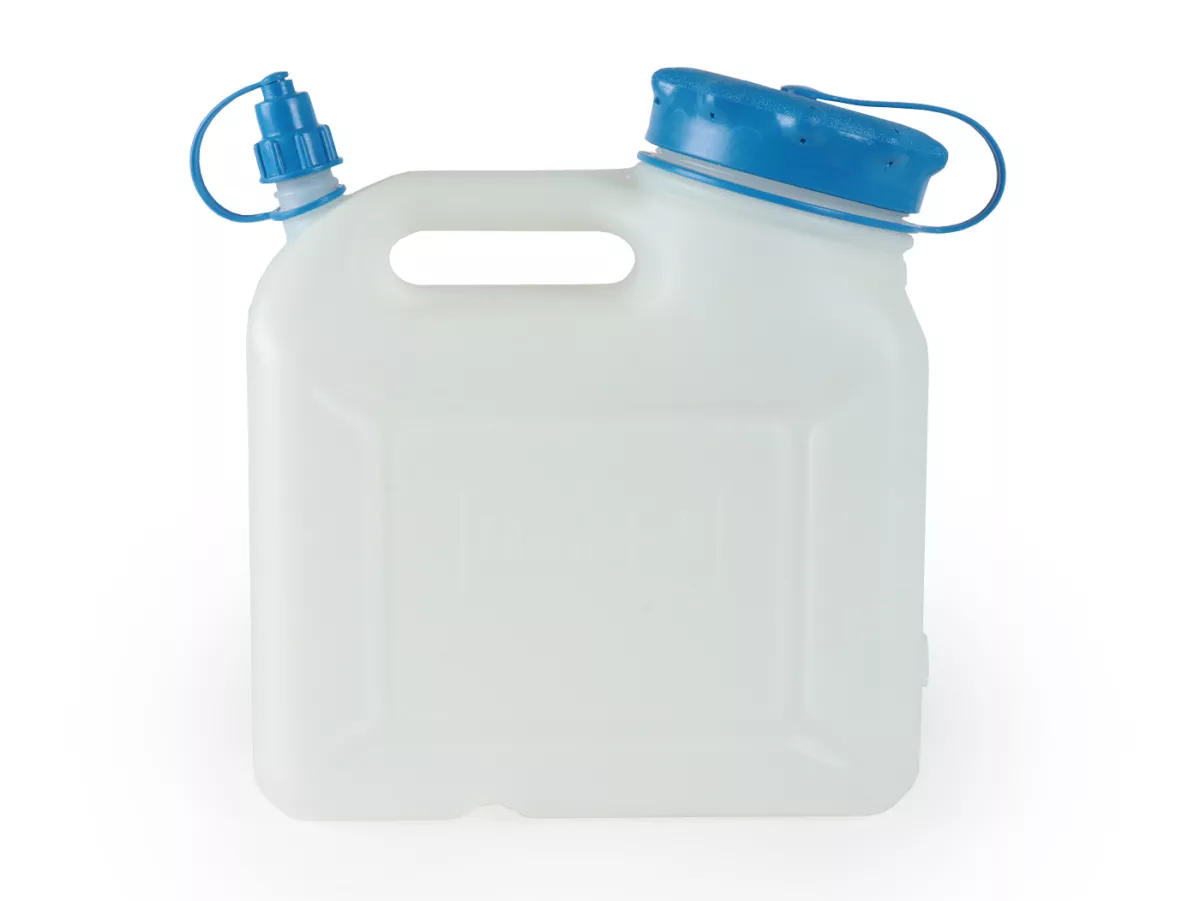 Tanica d'acqua 6L (6000ml) collo largo -HÜNERSDORFF- HD PE, naturale (trasparente) con protezione UV
