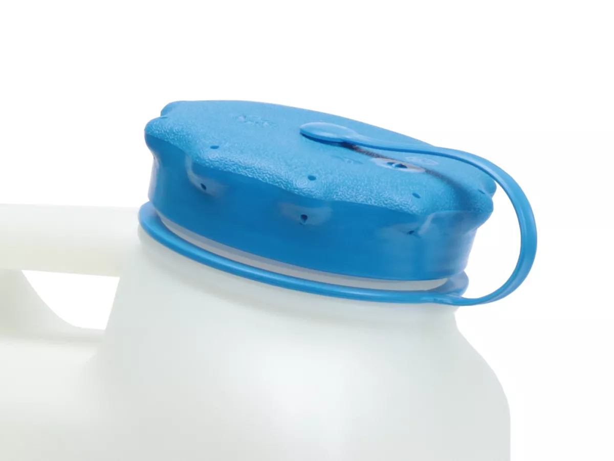 Tanica d'acqua 6L (6000ml) collo largo -HÜNERSDORFF- HD PE, naturale (trasparente) con protezione UV