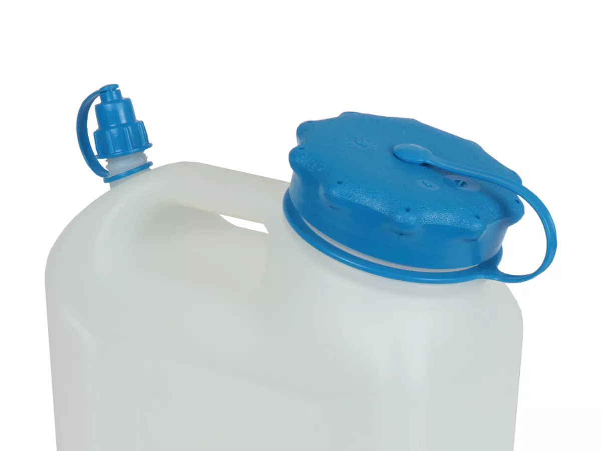Tanica d'acqua 6L (6000ml) collo largo -HÜNERSDORFF- HD PE, naturale (trasparente) con protezione UV