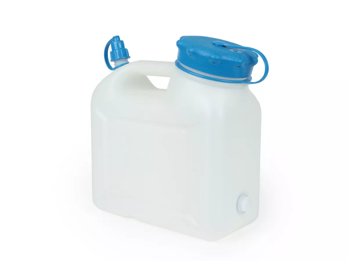 Tanica d'acqua 6L (6000ml) collo largo -HÜNERSDORFF- HD PE, naturale (trasparente) con protezione UV
