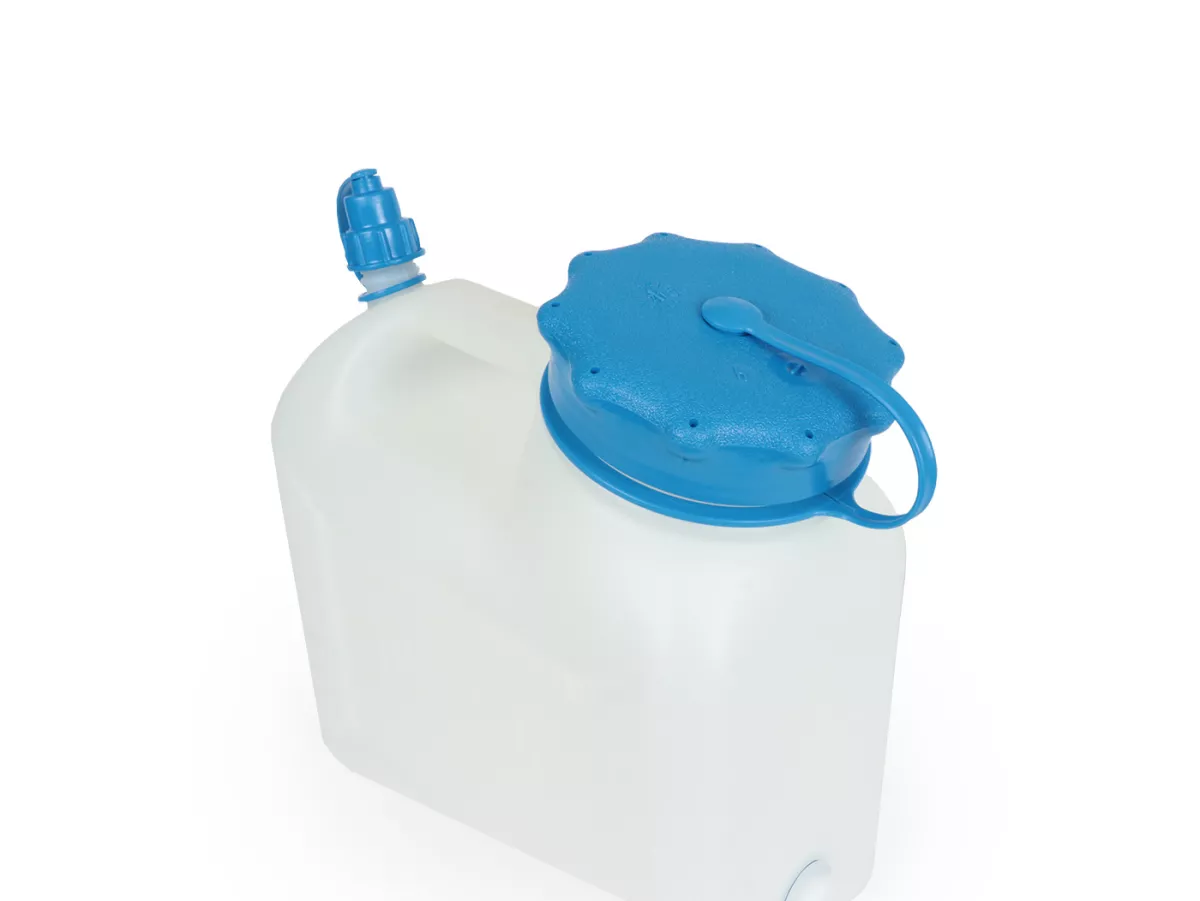 Tanica d'acqua 6L (6000ml) collo largo -HÜNERSDORFF- HD PE, naturale (trasparente) con protezione UV