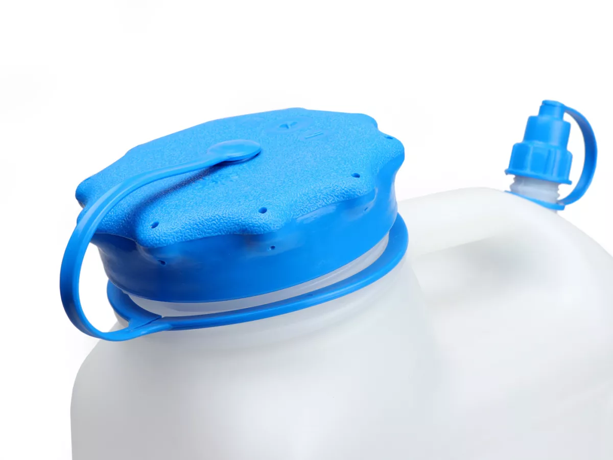 Water canister 11L (11000ml) wide neck -HÜNERSDORFF- HD PE, natural (transparent) with UV protection