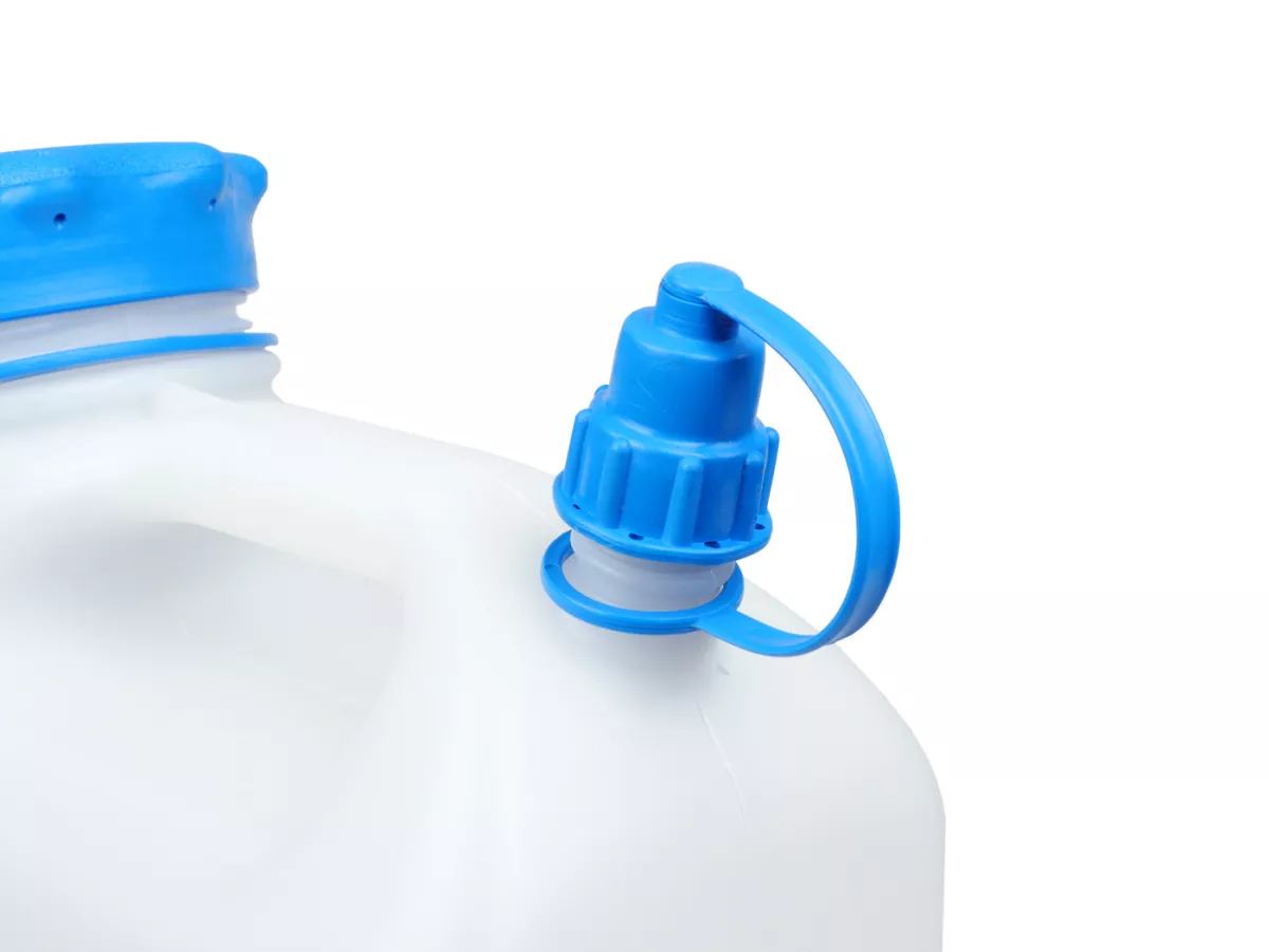 Water canister 11L (11000ml) wide neck -HÜNERSDORFF- HD PE, natural (transparent) with UV protection