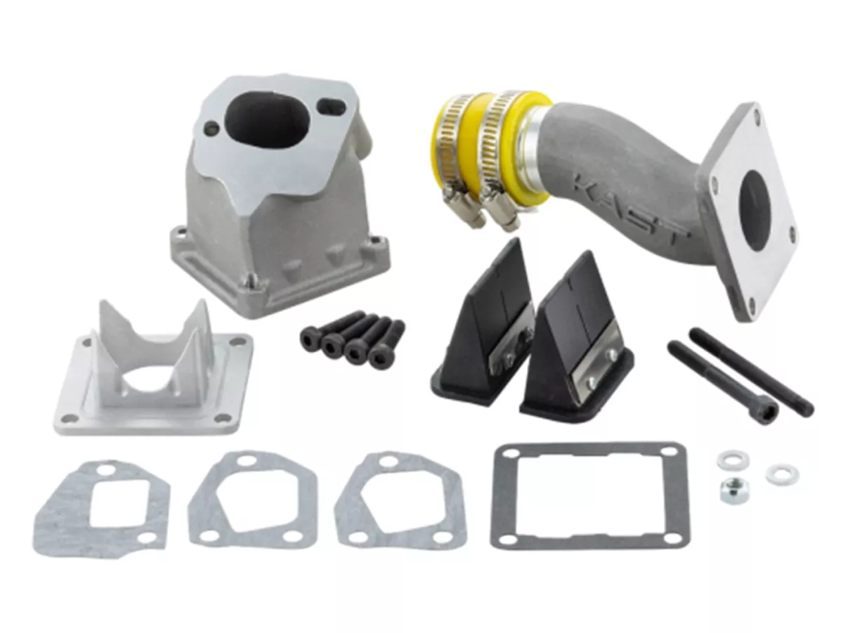 Colector de admisión - Colector de admisión de diafragma -ITALKAST Doble Prisma Ø28-30mm, montaje 2+3 agujeros - Vespa Smallframe V50, PV, ET3 - AW=Ø34mm (carburador Ø28-30mm - PHBH, VHSH, PWK28, TMX30, Smartcarb 26-28)