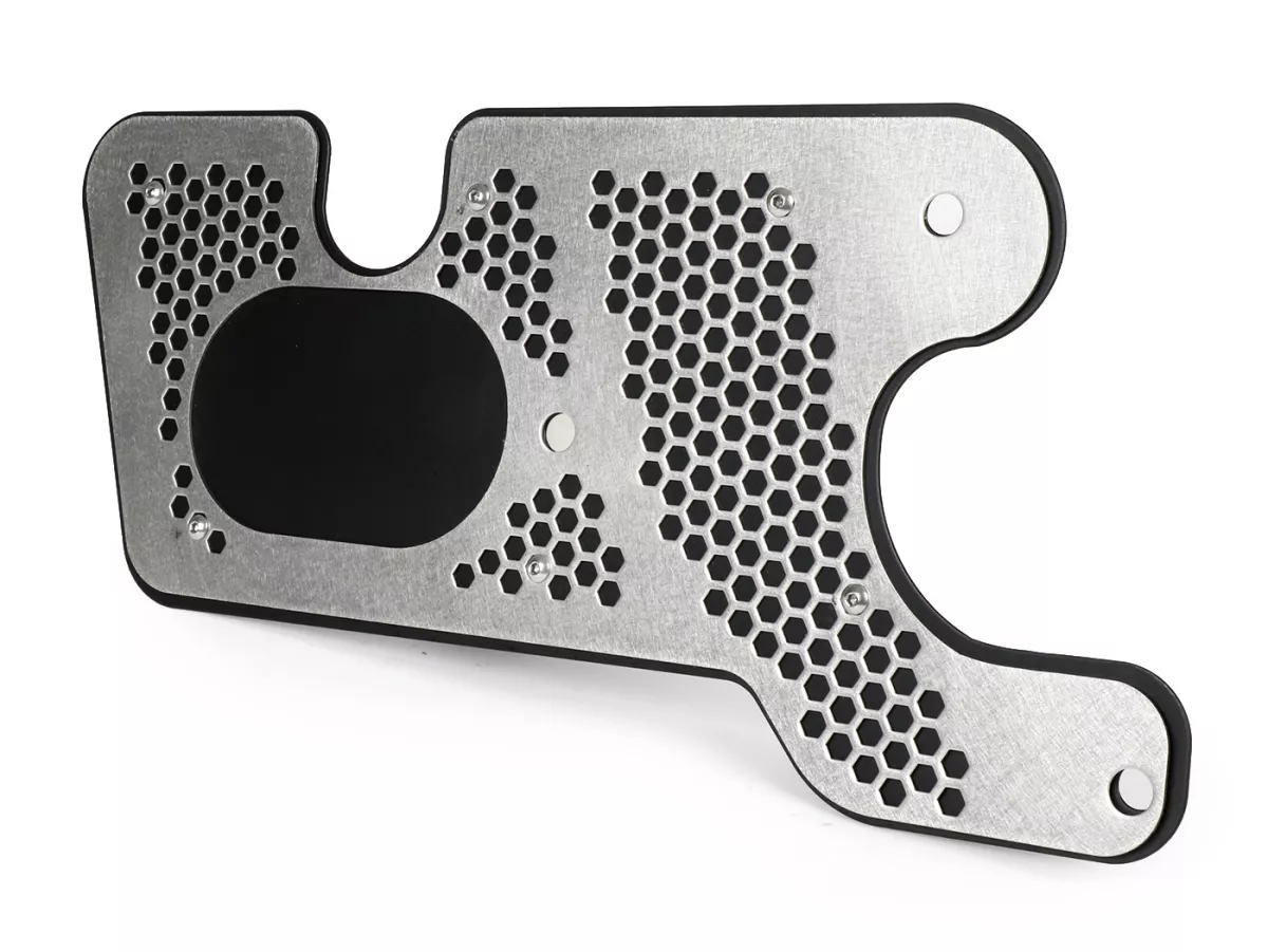 Tapa de escape para el basculante del motor -JAILBREAK CUSTOMS, acero inoxidable plateado - Vespa GTS 125 (ZAPMA3100, ZAPMA3200, ZAPMA3700, ZAPMD3200, ZAPMD3201), Vespa GTS 150 (ZAPMA3200, ZAPMA3100), Vespa GTS Super 125 (ZAPMA3100, ZAPMA3200, ZAPMA3700,