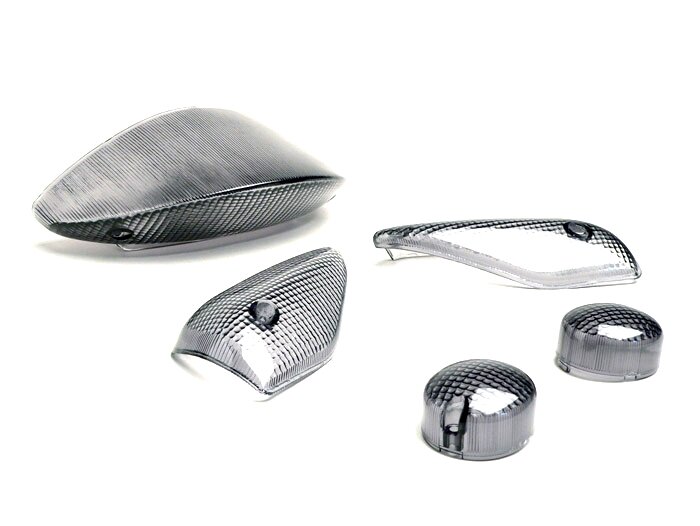 Indicator lens set -BGM ORIGINAL set of 5- MBK Nitro (YQ50/L, 2-stroke), Yamaha Aerox (YQ50/L, 2-stroke)  (1999-) - black