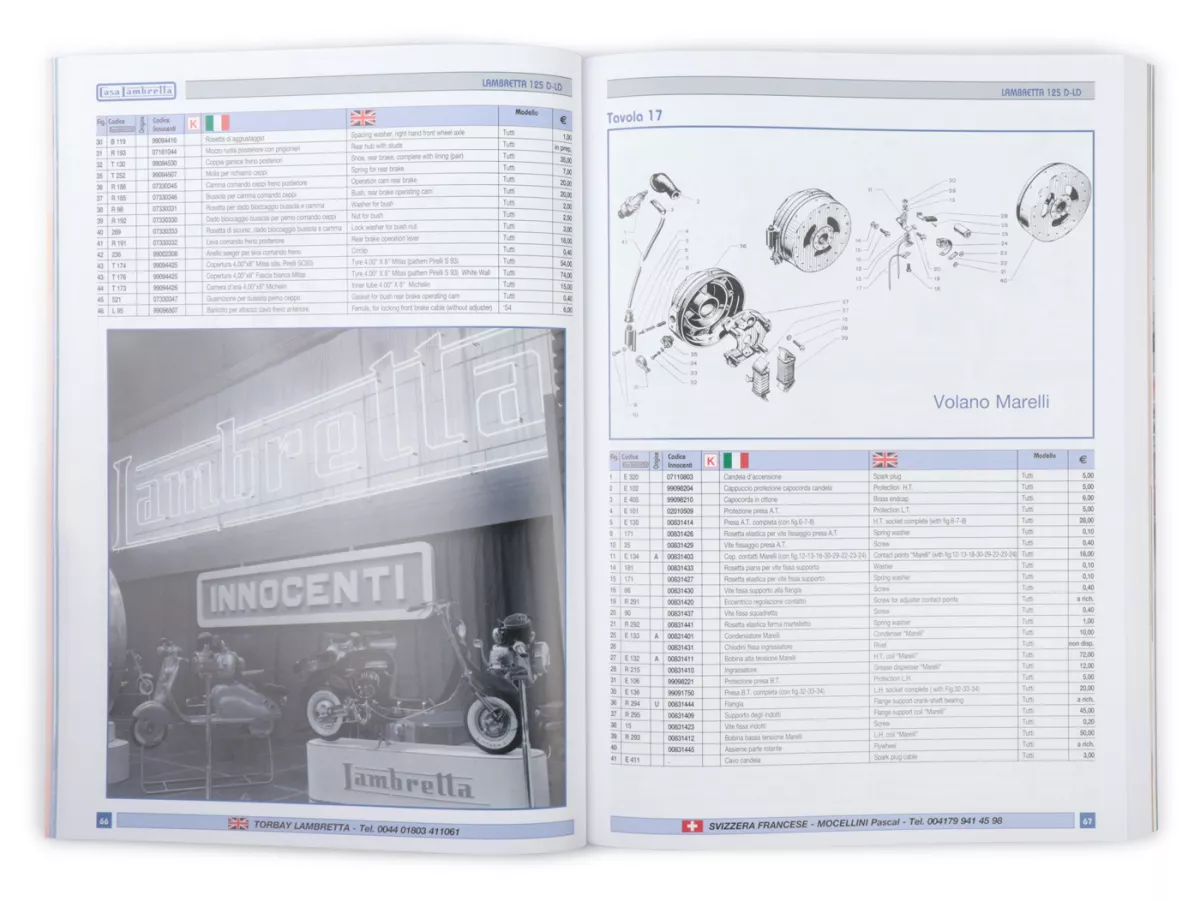 Catalogo -CASA LAMBRETTA- Catalogo ricambi 2022 - 400 pagine - LI, TV, LIS, SX, DL, JUNIOR, LUI