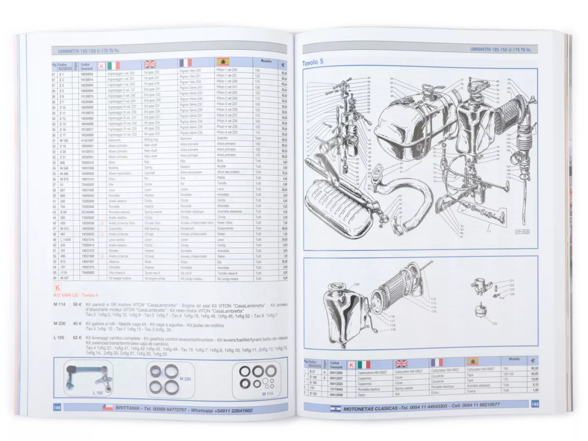 Catalogo -CASA LAMBRETTA- Catalogo ricambi 2022 - 400 pagine - LI, TV, LIS, SX, DL, JUNIOR, LUI
