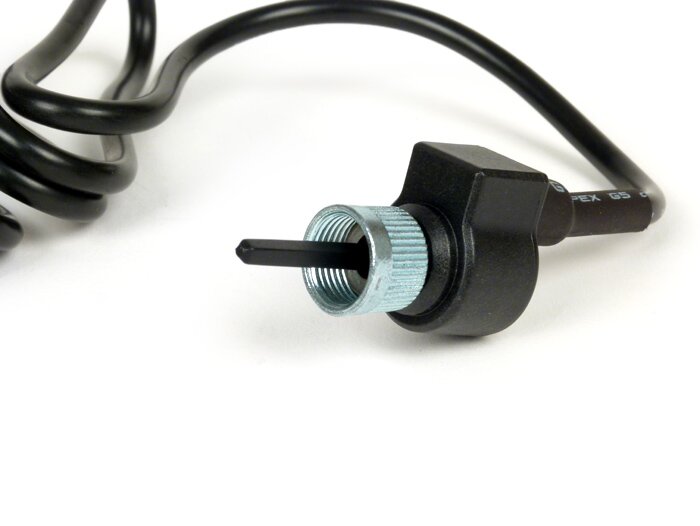 Speed sensor (digital speedo cable) -KOSO, D (JIS type a)- KOSO, D (JIS Typ a)- Vespa VBA, VBB, GL150, GS150, Sprint, GT, GTR, Super, TS125, Rally, Lambretta DL/GP, LI, SX, TV - black plug