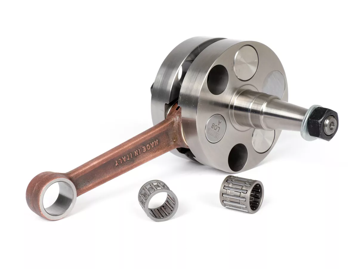 Albero motore -KINGWELLE Brutus I M200 (per cassa motore Quattrini C200, guance=Ø92mm, fattore di bilanciamento 50%) - guancia piena corsa 60mm, biella 116mm - Vespa PK125 XL2, PK125 ETS (cono Ø 24mm)
