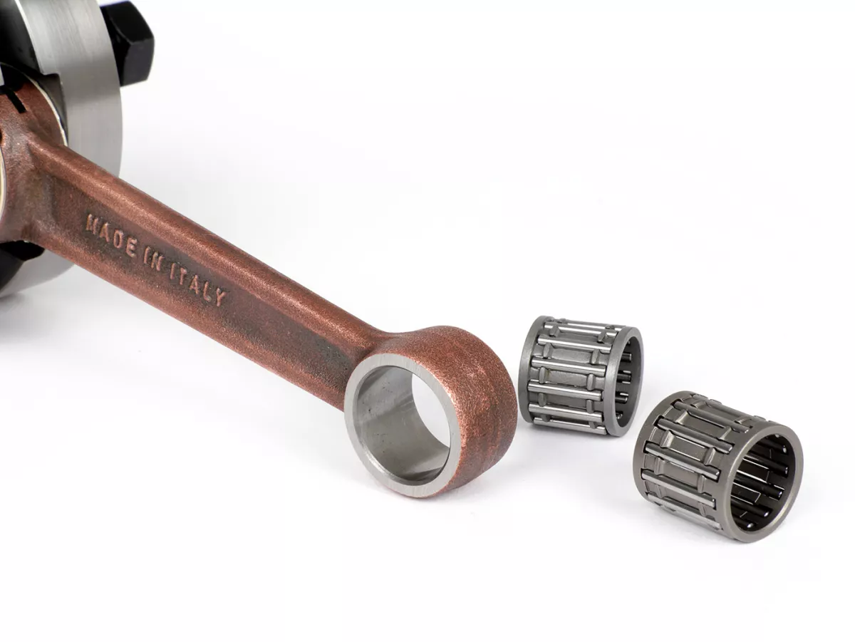 Albero motore -KINGWELLE Brutus I M200 (per cassa motore Quattrini C200, guance=Ø92mm, fattore di bilanciamento 50%) - guancia piena corsa 60mm, biella 116mm - Vespa PK125 XL2, PK125 ETS (cono Ø 24mm)