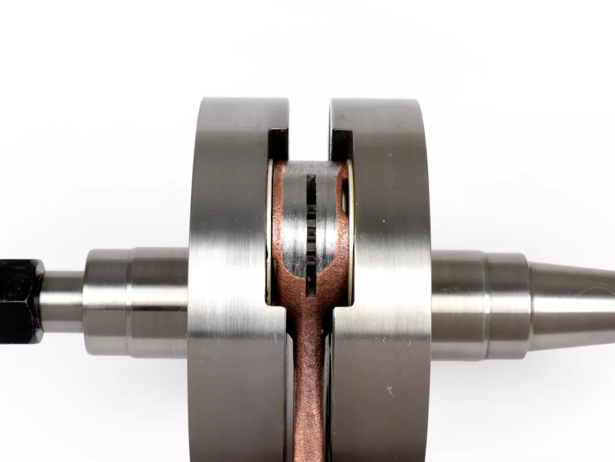 Albero motore -KINGWELLE Brutus I M200 (per cassa motore Quattrini C200, guance=Ø92mm, fattore di bilanciamento 50%) - guancia piena corsa 60mm, biella 116mm - Vespa PK125 XL2, PK125 ETS (cono Ø 24mm)