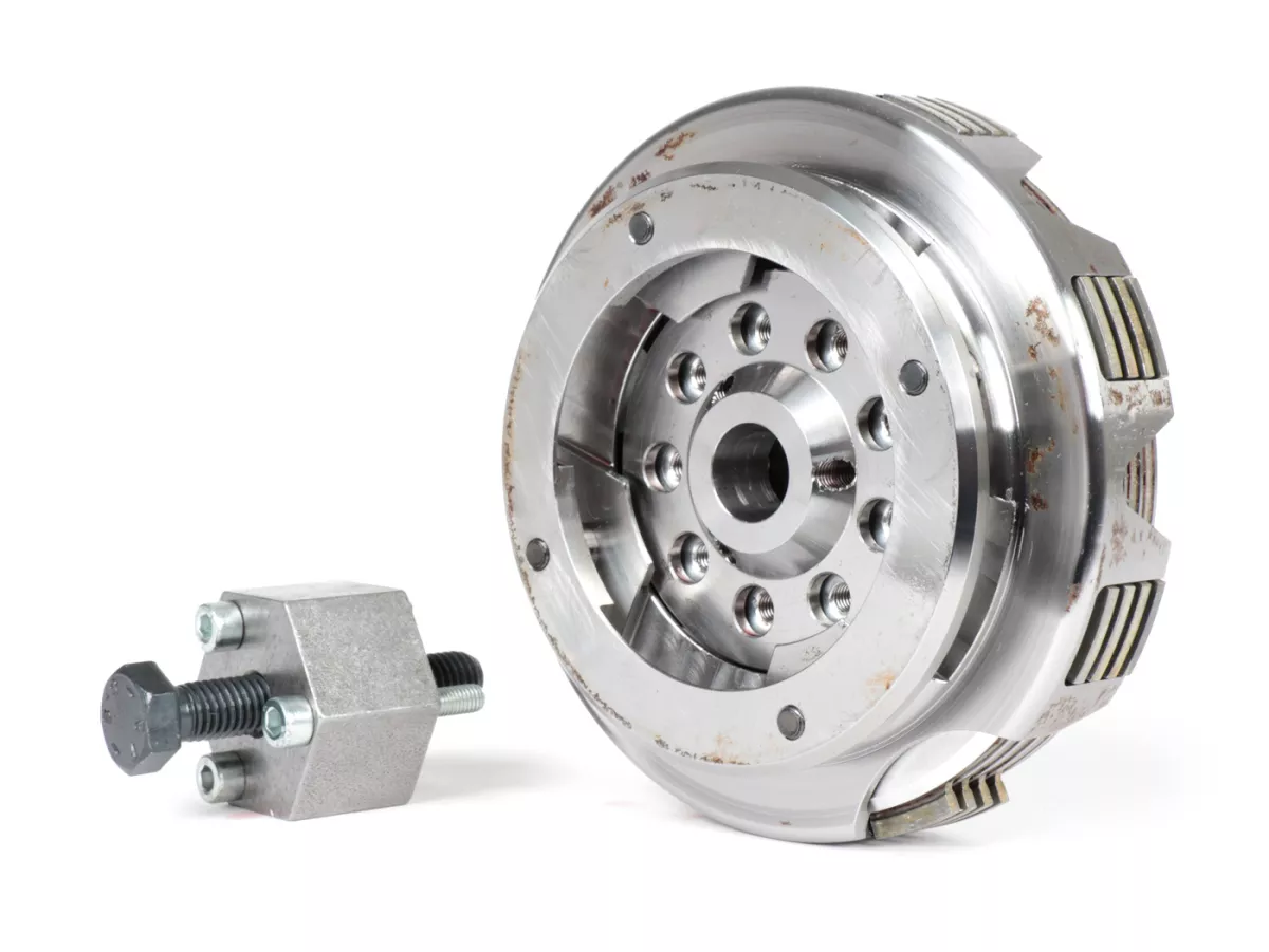 Clutch -KINGWELLE 4S-R DragBikeClutch (for long gear cluster shaft DRT, Faio etc.)- Vespa V50, V90, SS50, SS90, PV125, ET3, PK50, PK80, PK50 S, PK80 S, PK125 S, PK50 XL, PK125 XL, ETS, PK50 HP, PK50 SS