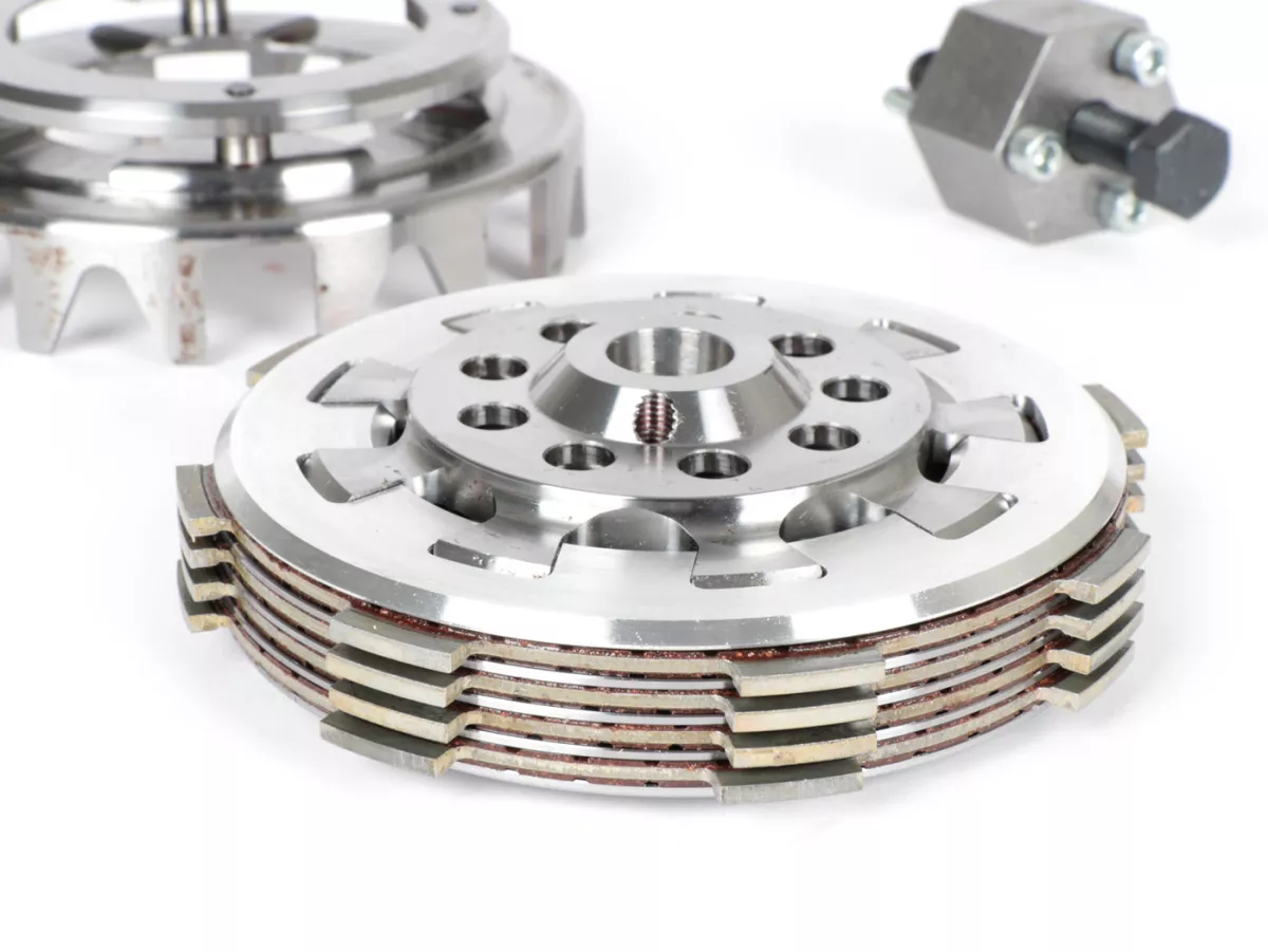 Clutch -KINGWELLE 4S-R DragBikeClutch (for long gear cluster shaft DRT, Faio etc.)- Vespa V50, V90, SS50, SS90, PV125, ET3, PK50, PK80, PK50 S, PK80 S, PK125 S, PK50 XL, PK125 XL, ETS, PK50 HP, PK50 SS