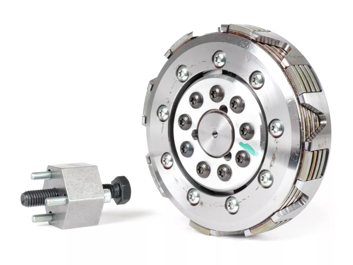 Clutch -KINGWELLE 4S-R DragBikeClutch (for long gear cluster shaft DRT, Faio etc.)- Vespa V50, V90, SS50, SS90, PV125, ET3, PK50, PK80, PK50 S, PK80 S, PK125 S, PK50 XL, PK125 XL, ETS, PK50 HP, PK50 SS