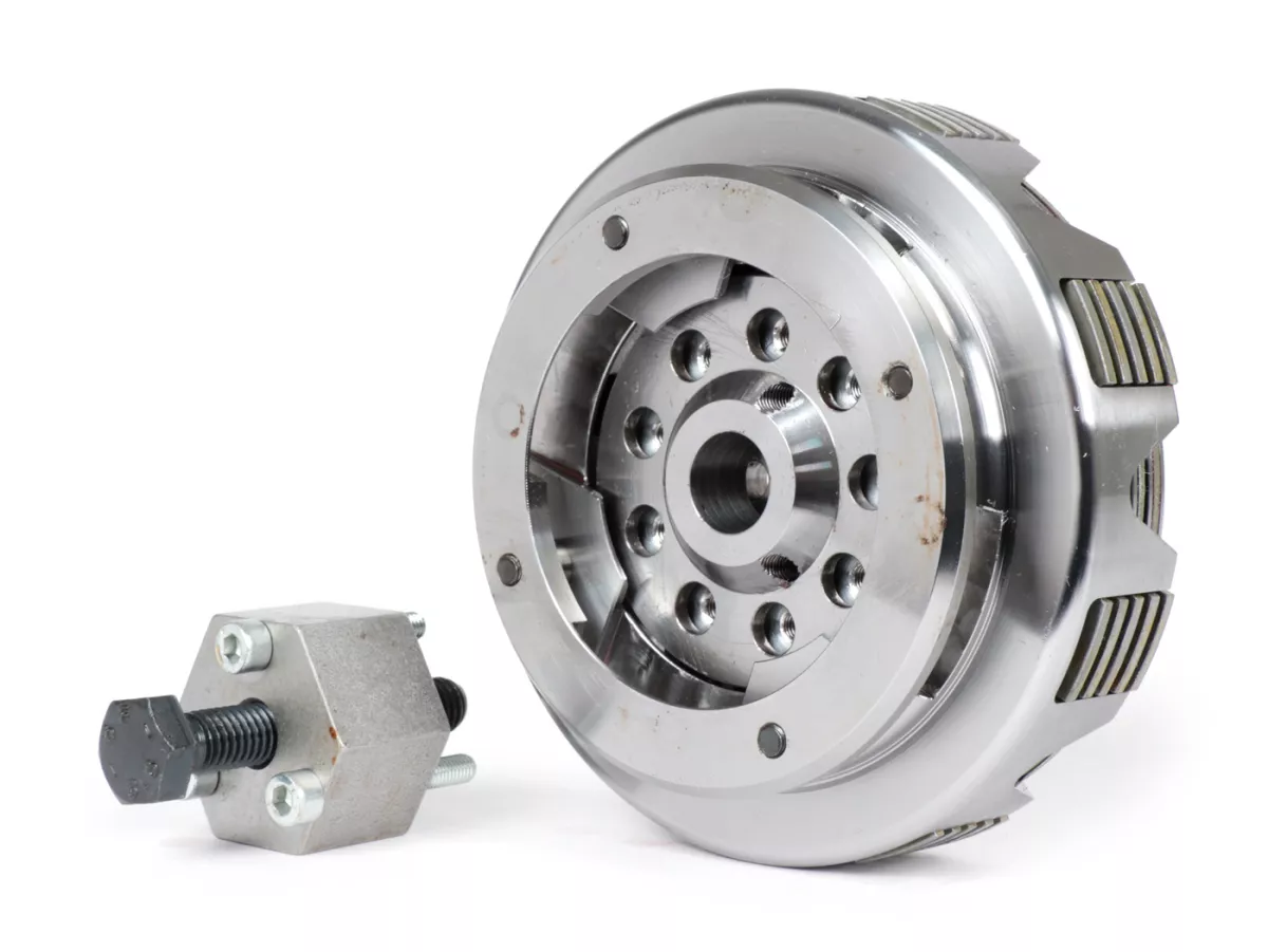 Clutch -KINGWELLE 5S-R DragBikeClutch (for long auxiliary shaft DRT, Faio etc.)- Vespa V50, V90, SS50, SS90, PV125, ET3, PK50, PK80, PK50 S, PK80 S, PK125 S, PK50 XL, PK125 XL, ETS, PK50 HP, PK50 SS