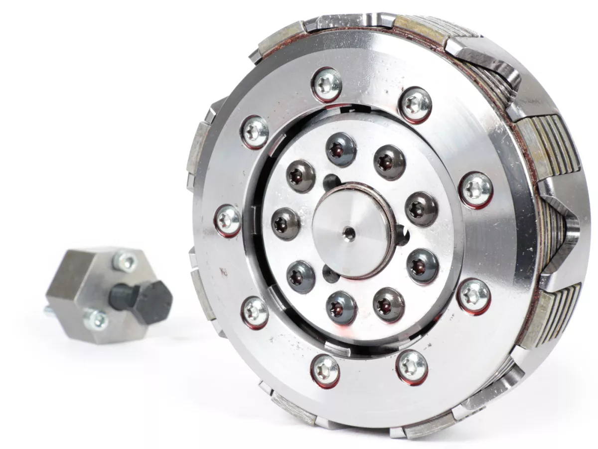 Clutch -KINGWELLE 5S-R DragBikeClutch (for long auxiliary shaft DRT, Faio etc.)- Vespa V50, V90, SS50, SS90, PV125, ET3, PK50, PK80, PK50 S, PK80 S, PK125 S, PK50 XL, PK125 XL, ETS, PK50 HP, PK50 SS