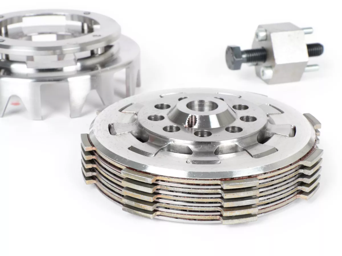 Clutch -KINGWELLE 5S-R DragBikeClutch (for long auxiliary shaft DRT, Faio etc.)- Vespa V50, V90, SS50, SS90, PV125, ET3, PK50, PK80, PK50 S, PK80 S, PK125 S, PK50 XL, PK125 XL, ETS, PK50 HP, PK50 SS