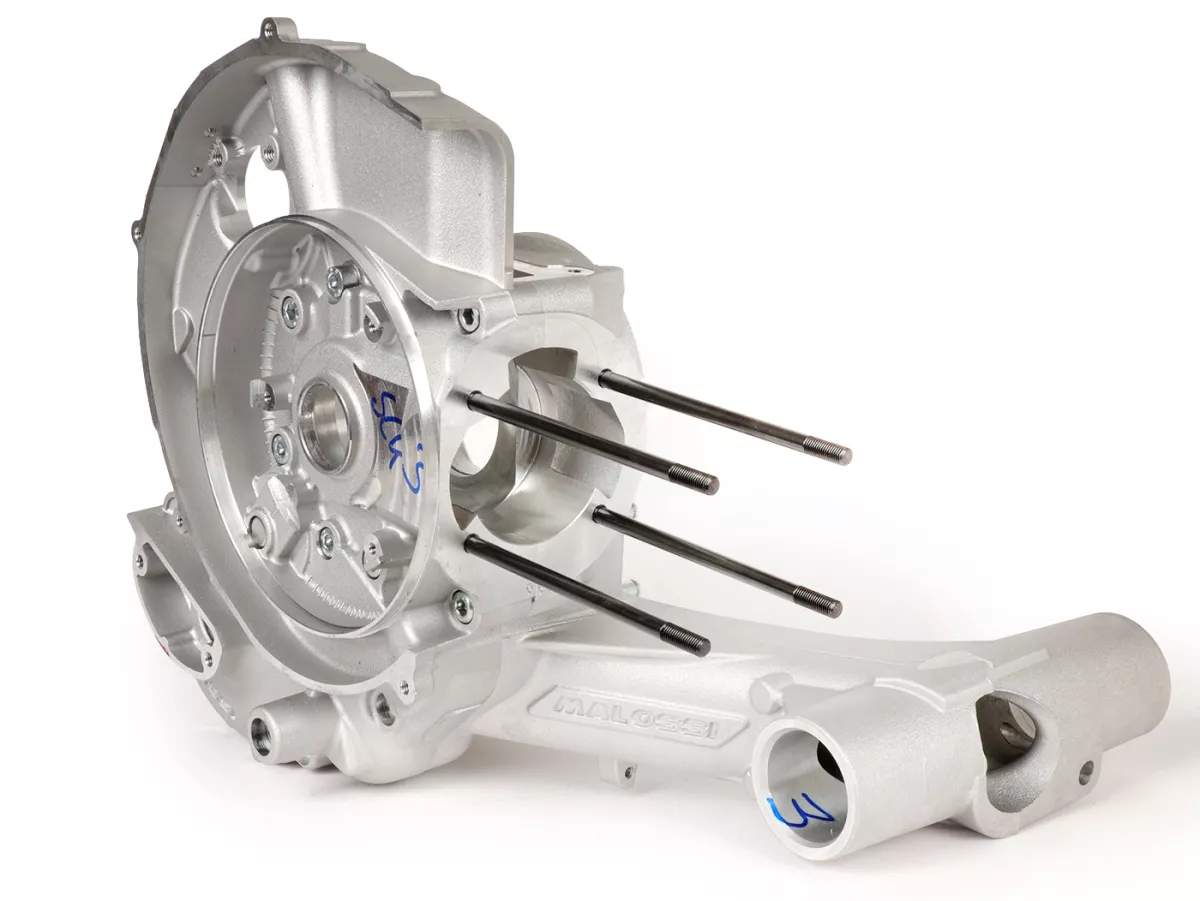 Cárter motor -MALOSSI VR-One, admisión válvula de láminas, cigüeñal dentado para cigüeñal hasta 64mm de carrera- utilizado para Quattrini M1X/M1XL, BGM177, Malossi 187MHR- Vespa PX80, PX125, PX150, LML Star/Stella 125/150 Elestart