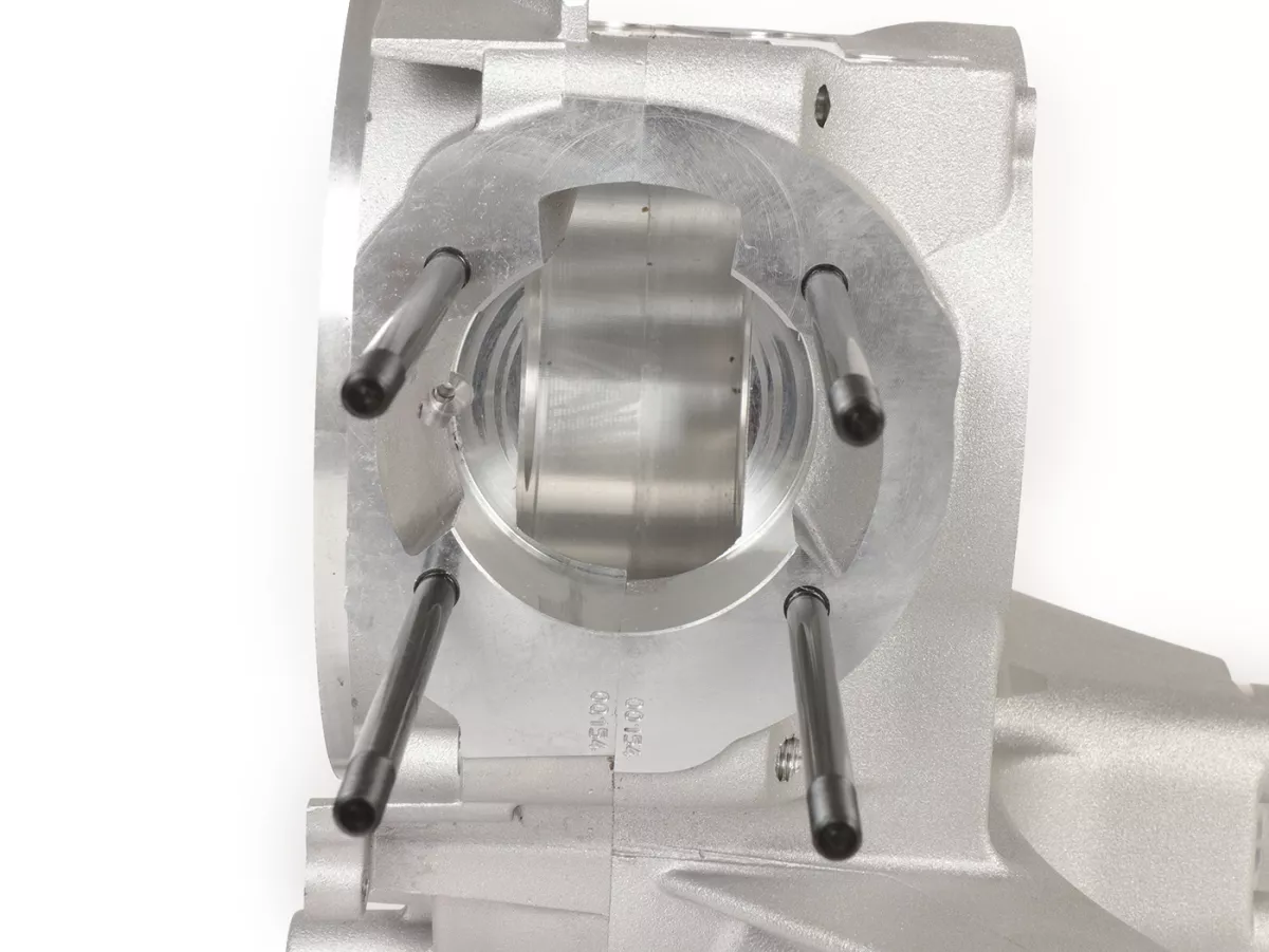 Cárter motor -MALOSSI VR-One, admisión válvula de láminas, cigüeñal dentado para cigüeñal hasta 64mm de carrera- utilizado para Quattrini M1X/M1XL, BGM177, Malossi 187MHR- Vespa PX80, PX125, PX150, LML Star/Stella 125/150 Elestart