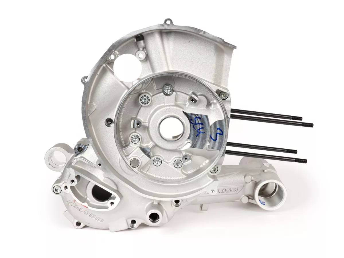Cárter motor -MALOSSI VR-One, admisión válvula de láminas, cigüeñal dentado para cigüeñal hasta 64mm de carrera- utilizado para Quattrini M1X/M1XL, BGM177, Malossi 187MHR- Vespa PX80, PX125, PX150, LML Star/Stella 125/150 Elestart