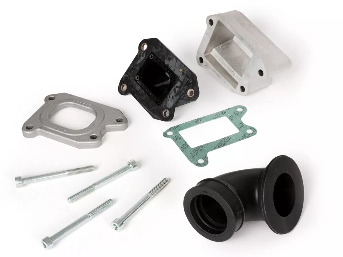 Cárter motor -MALOSSI VR-One, admisión válvula de láminas, cigüeñal dentado para cigüeñal hasta 64mm de carrera- utilizado para Quattrini M1X/M1XL, BGM177, Malossi 187MHR- Vespa PX80, PX125, PX150, LML Star/Stella 125/150 Elestart