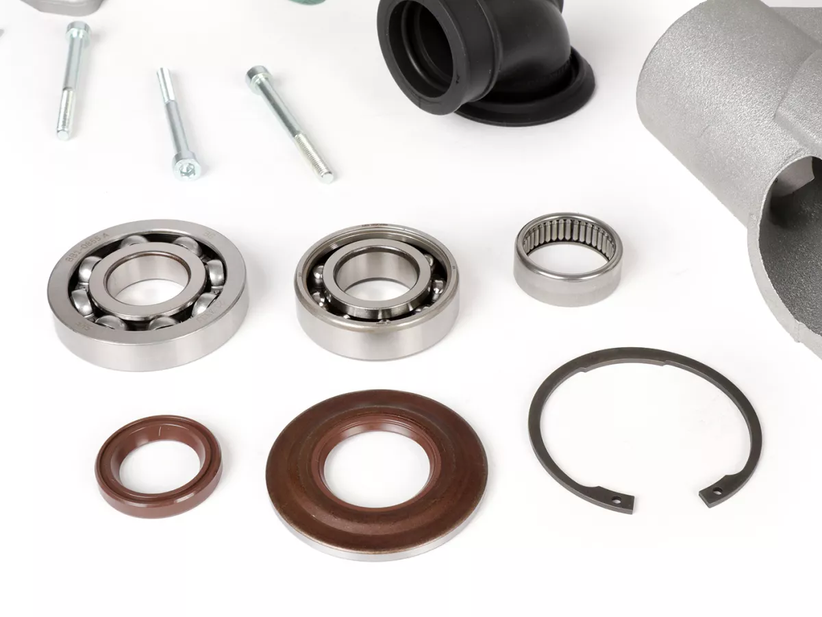Cárter motor -MALOSSI VR-One, admisión válvula de láminas, cigüeñal dentado para cigüeñal hasta 64mm de carrera- utilizado para Quattrini M1X/M1XL, BGM177, Malossi 187MHR- Vespa PX80, PX125, PX150, LML Star/Stella 125/150 Elestart