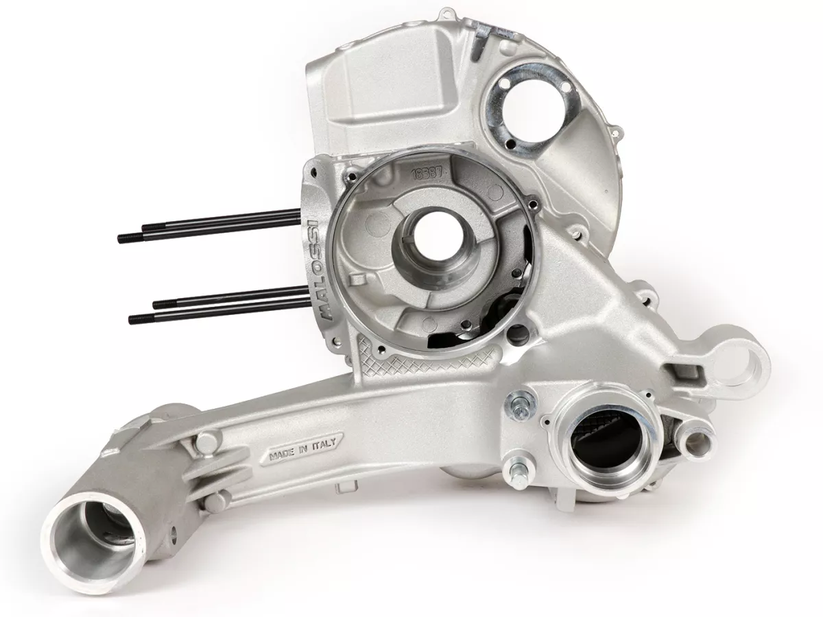 Cárter motor -MALOSSI VR-One, admisión válvula de láminas, cigüeñal dentado para cigüeñal hasta 64mm de carrera- utilizado para Quattrini M1X/M1XL, BGM177, Malossi 187MHR- Vespa PX80, PX125, PX150, LML Star/Stella 125/150 Elestart