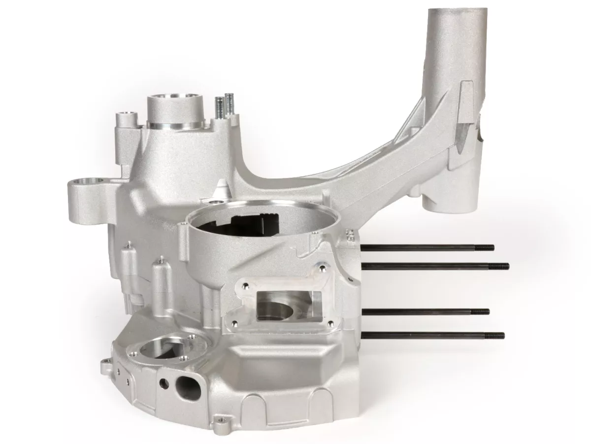 Cárter motor -MALOSSI VR-One, admisión válvula de láminas, cigüeñal dentado para cigüeñal hasta 64mm de carrera- utilizado para Quattrini M1X/M1XL, BGM177, Malossi 187MHR- Vespa PX80, PX125, PX150, LML Star/Stella 125/150 Elestart