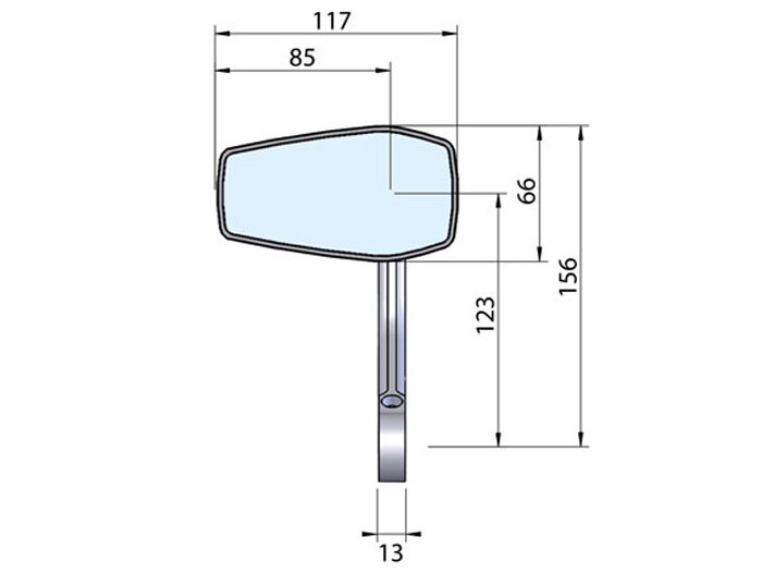 Spiegel -LSL, Gonia- CNC-stuuruiteinden- 117x66mm - zwart