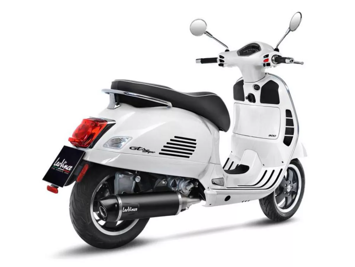 Knalpot -LEOVINCE Nero EVO 2 Slip-On- Vespa GTS Super HPE 300 (Euro 4, ZAPMA360, ZAPMA3602, ZAPMA362) - baja tahan karat berwarna hitam