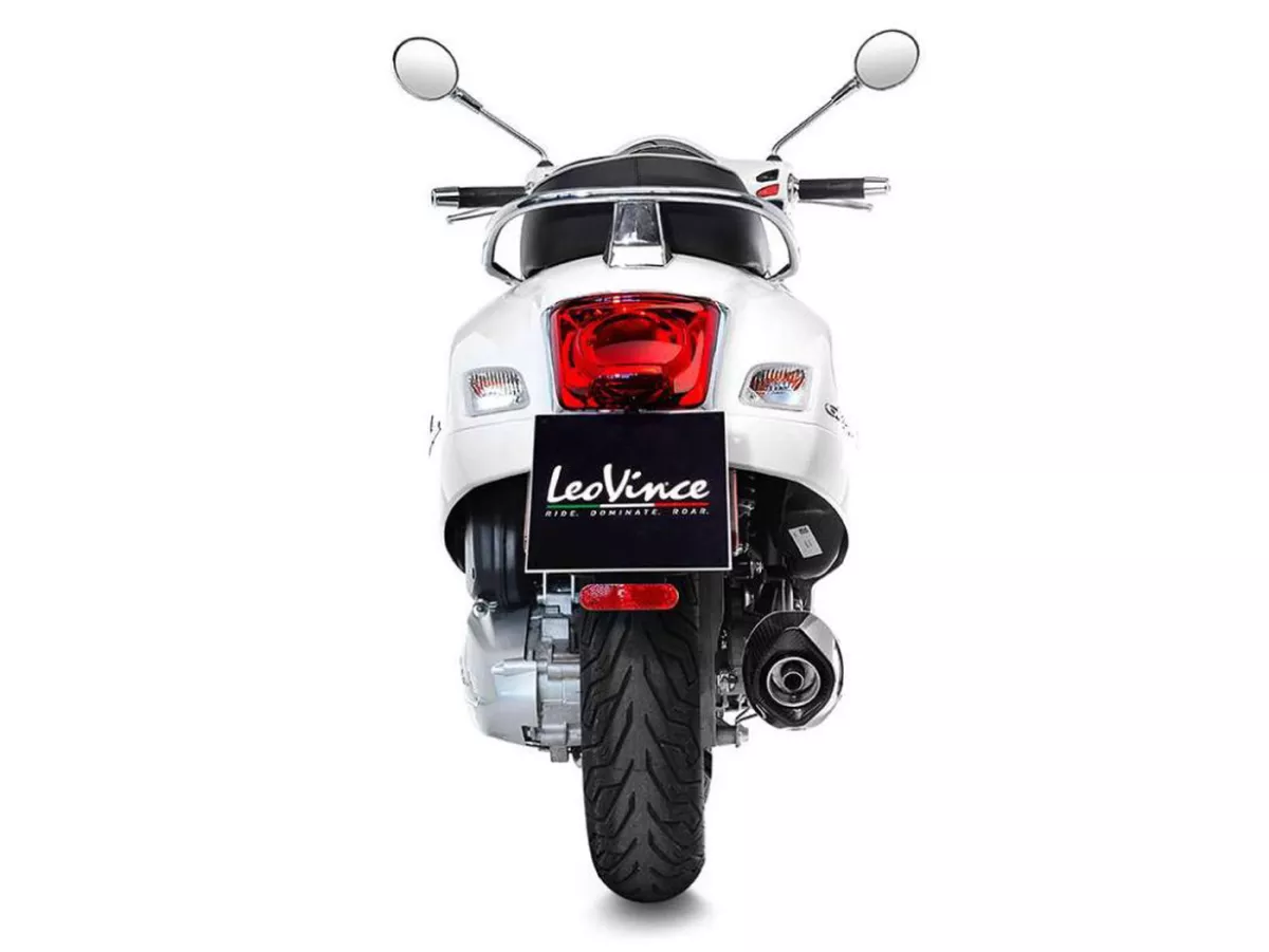 Knalpot -LEOVINCE Nero EVO 2 Slip-On- Vespa GTS Super HPE 300 (Euro 4, ZAPMA360, ZAPMA3602, ZAPMA362) - baja tahan karat berwarna hitam